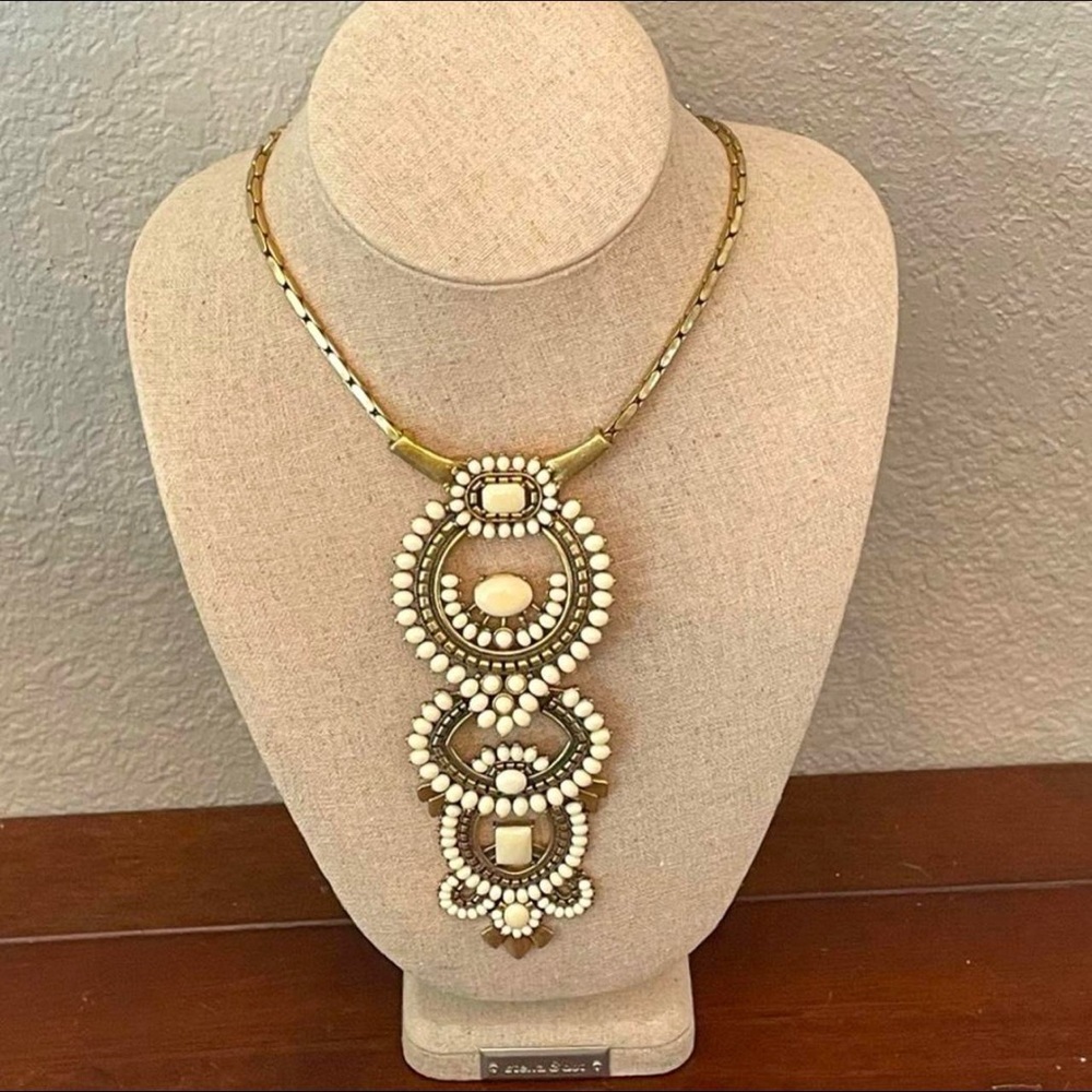 Gold and White Stackable Gemstone Necklace